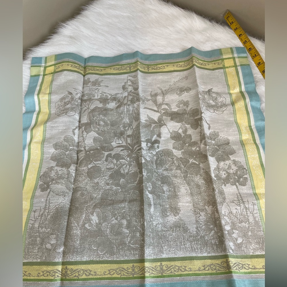 New Williams Sonoma Jacquard Bunny Napkins set of two blue Yellow - Picture 2 of 9